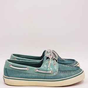 Sperry Bahama 2 eye Sparkle Suede Boat Shoes A115